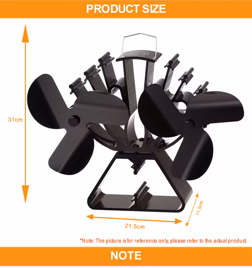 Ventilador para hogar portátil, Motor doble, ventilador para hogar de tres aspas, ventilador de estufa de leña accionado por calor